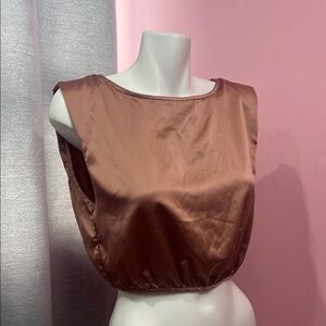 Elegant rose gols Satin Sleeveless Top